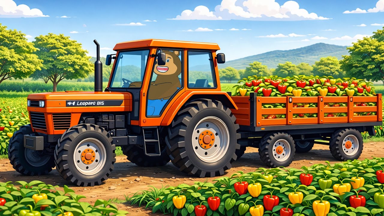 Bear Farmer Harvesting Peppers 🚜🌶️  Farm Tractor Animation  Sunny Bear Farm