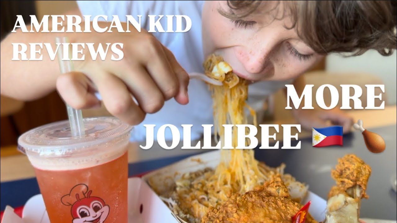 Trying Jollibee for the First Time! (Part 2) 🤯 Kid Reviews Palabok, Ube Pie & Spicy Chicken!