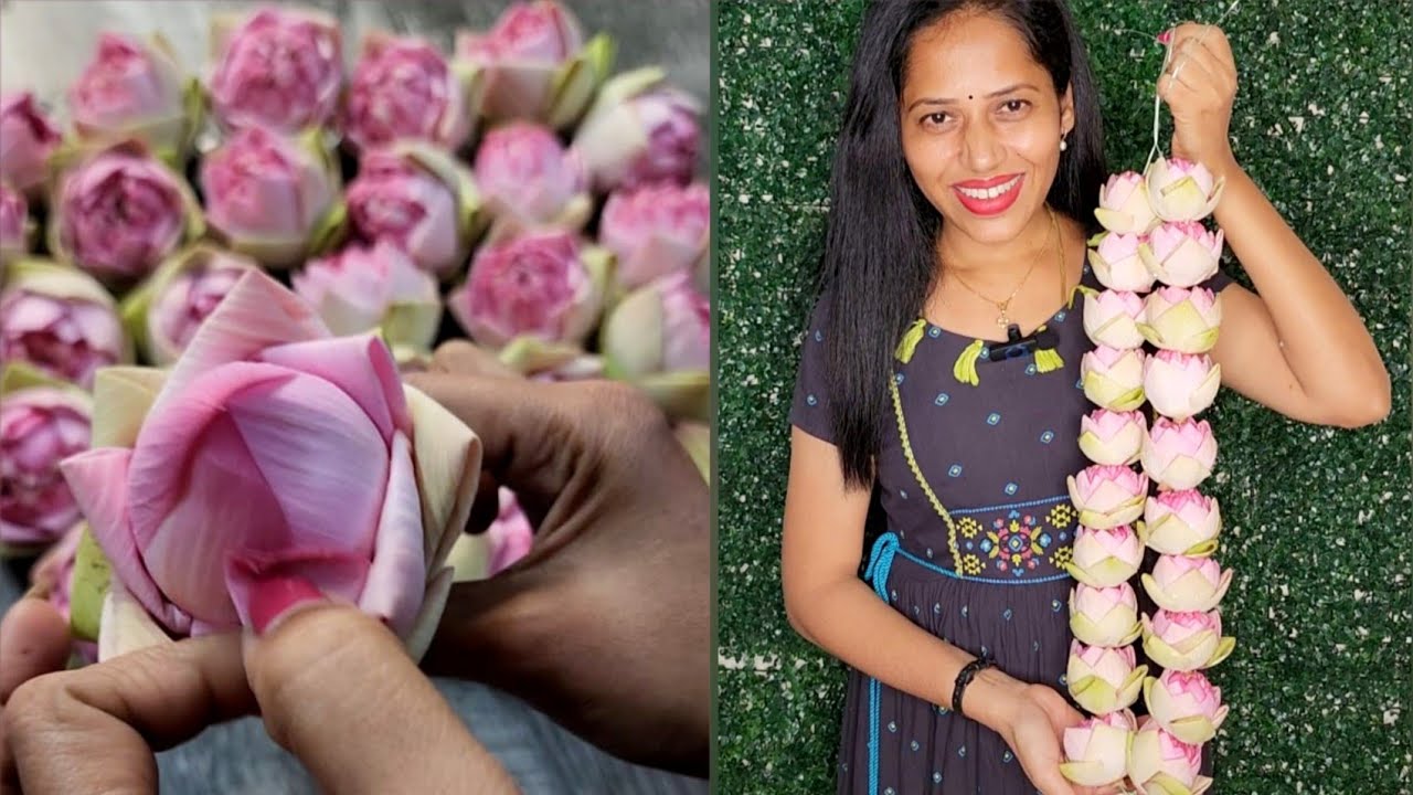 Lotus Garland | தாமரை இதழை ஈசியா மடித்து நீங்களே மாலை செய்யலாம் #LotusGarland