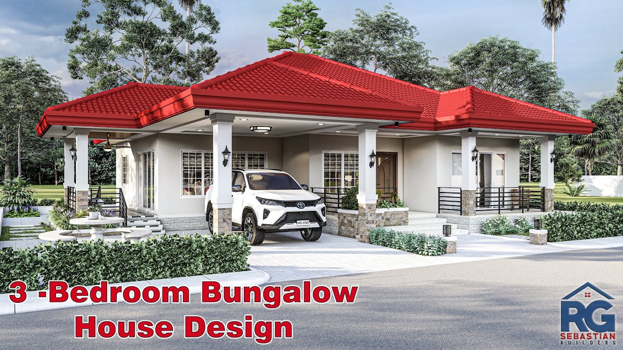 3 - Bedroom Bungalow House Design with floor plan