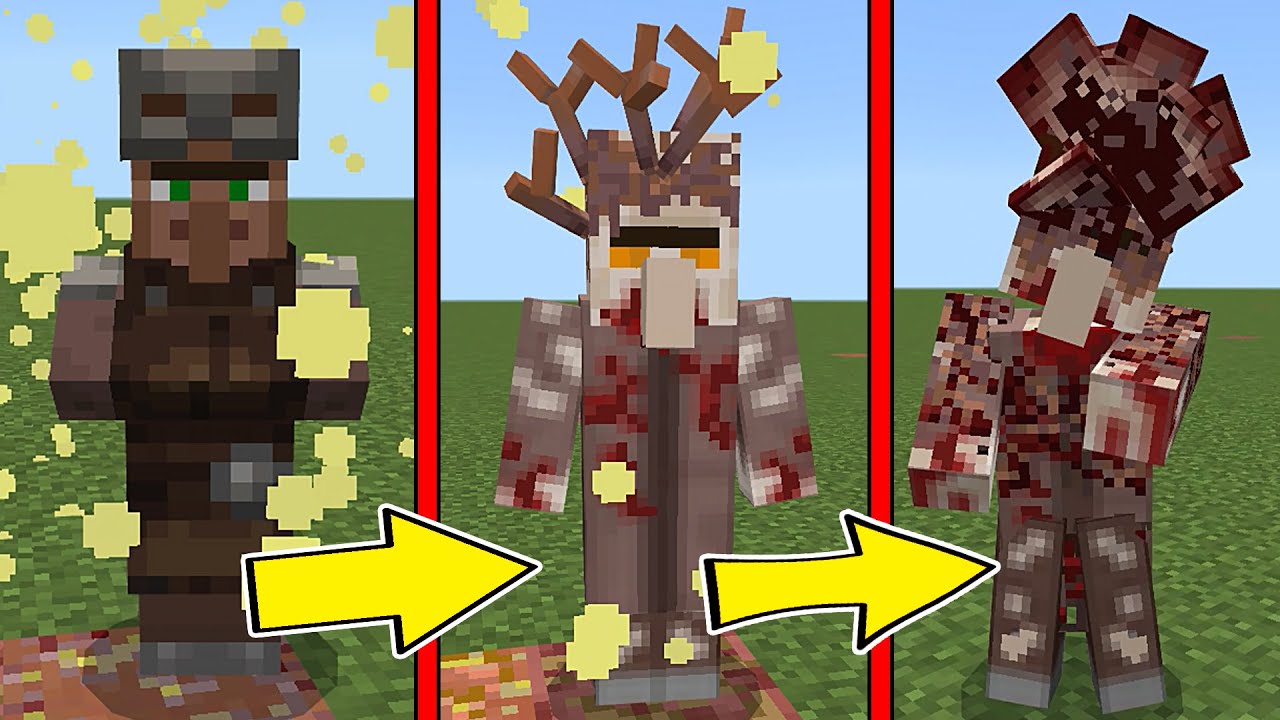 I infected VILLAGER with Cordyceps in Minecraft PE addon The Last Of Us