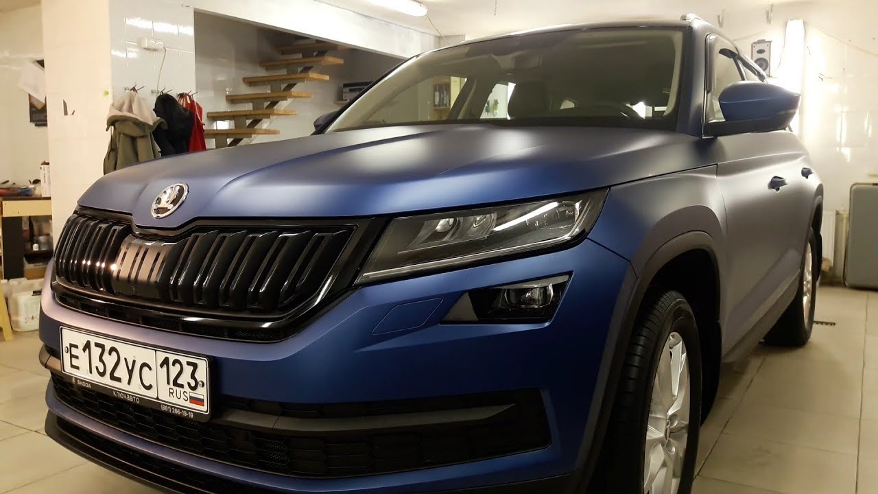 Стильный Skoda Kodiaq в матовой пленке