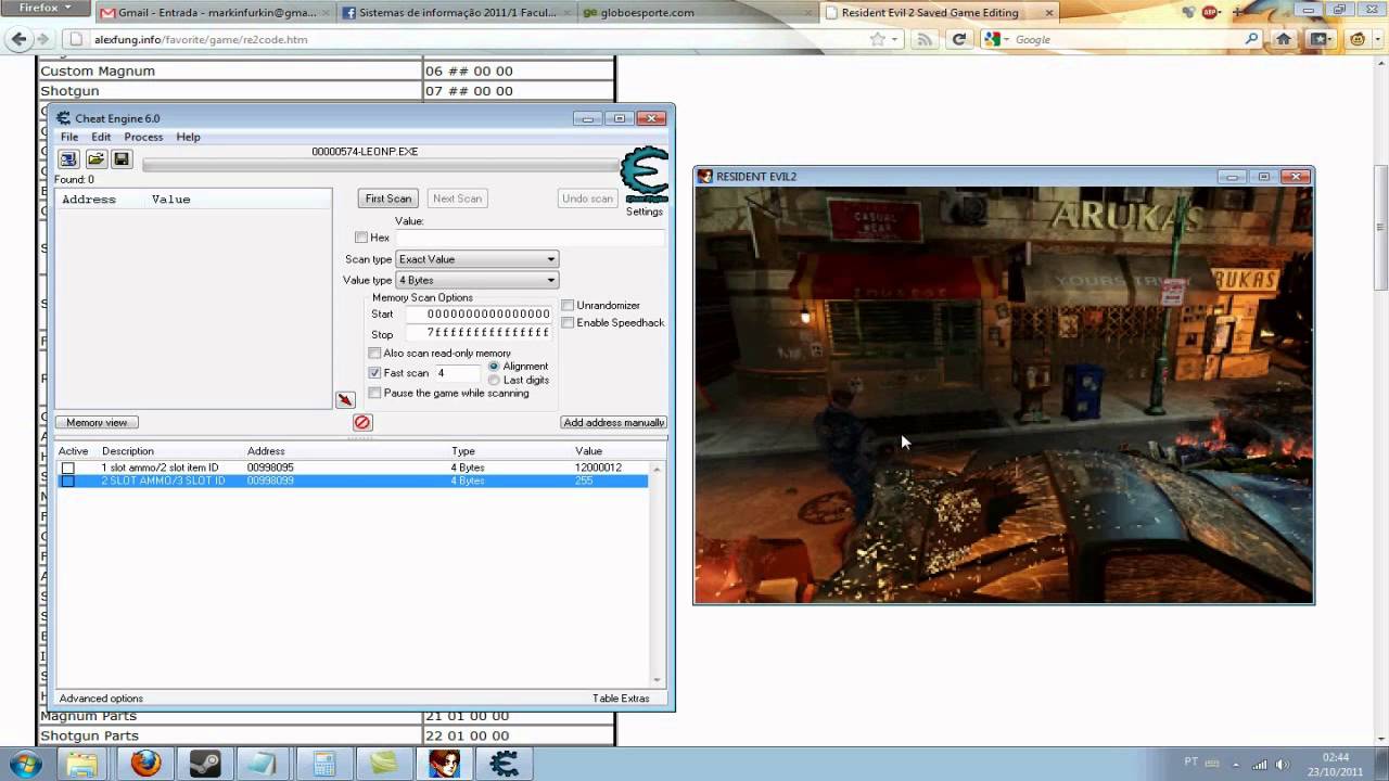 Resident Evil 2 PC - Cheat Engine - Item Modifier in HEX