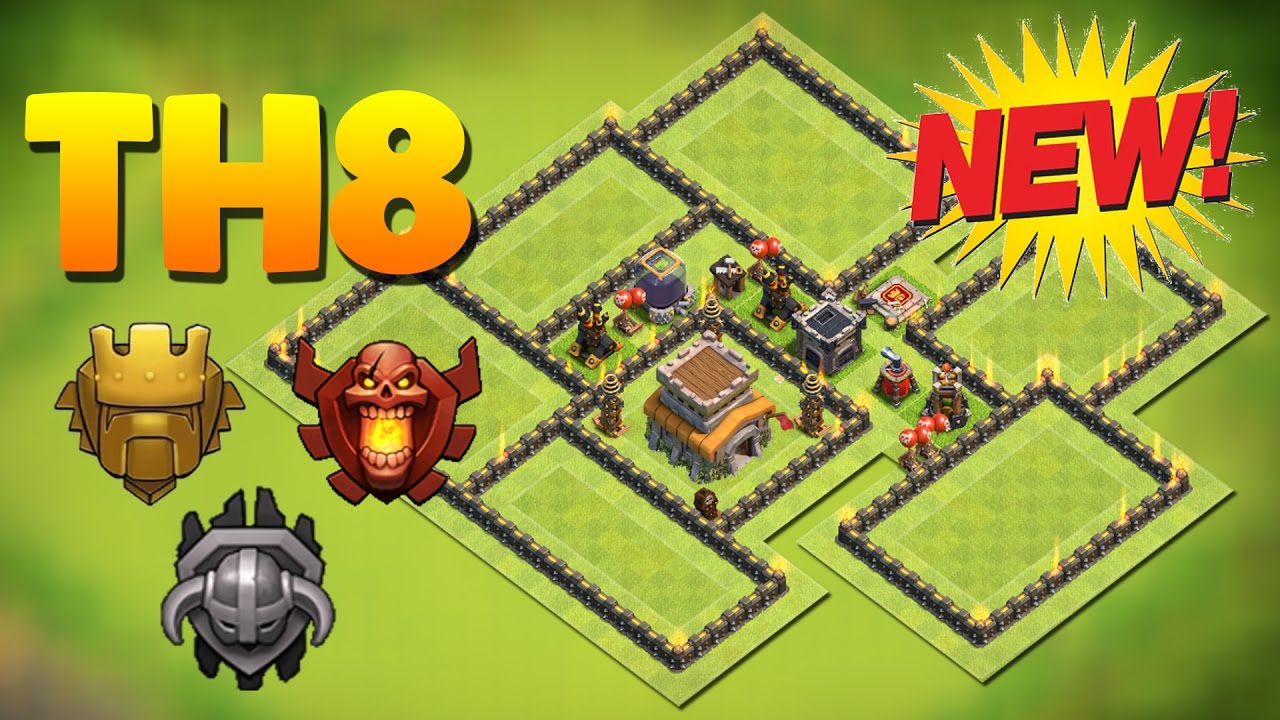 EPIC TH8 trophy base with BOMB TOWER ANTI 3 STAR:THE BEST TH8 TROPHY BASE AVAILABLE IN 2017