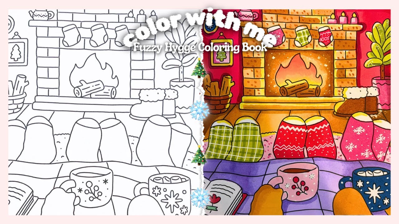 color with me 🎄🌷 a slow fuzzy hygge christmasy + cozy coloring vlog