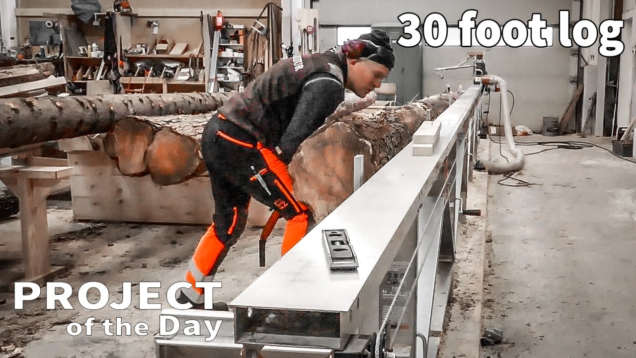 Saw 30 foot long logs