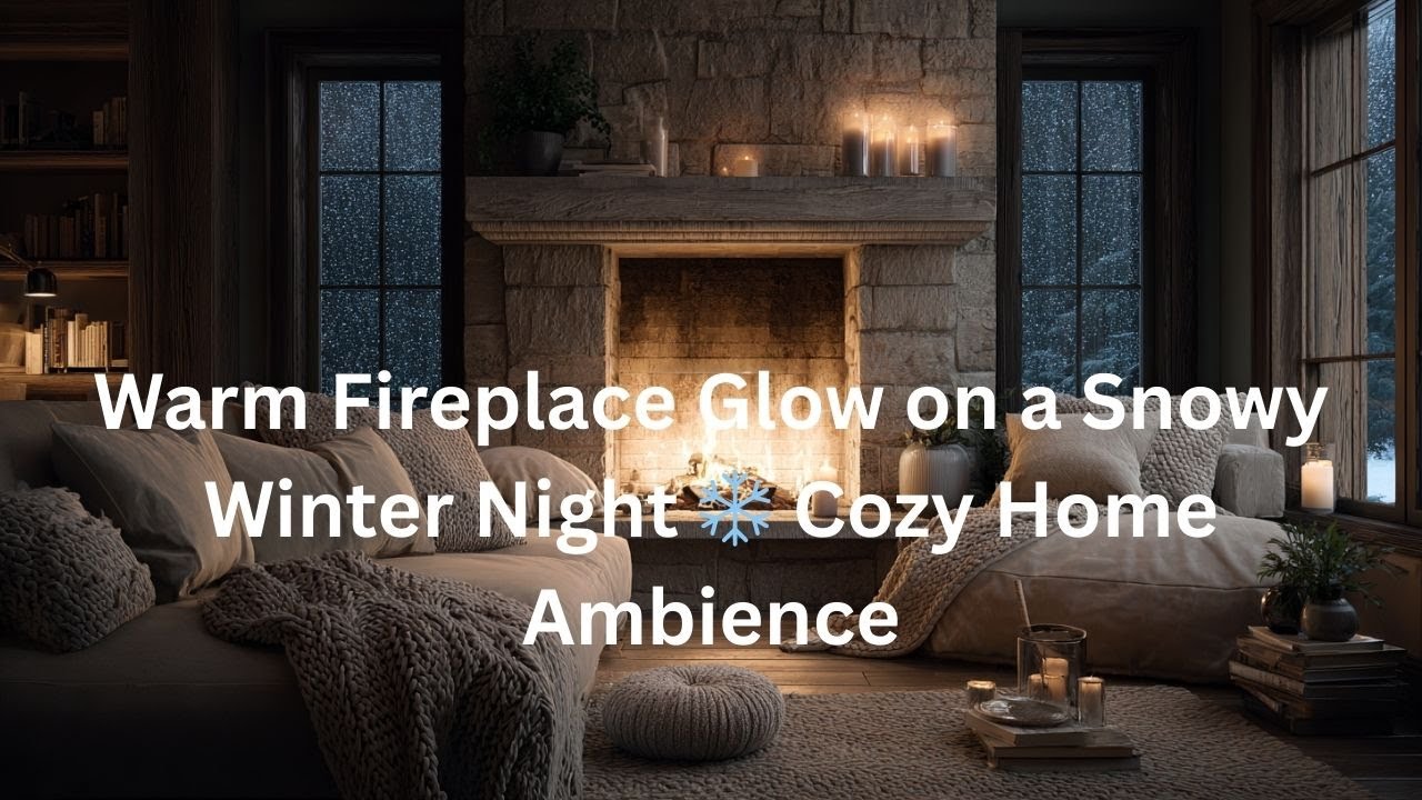 Warm Fireplace Glow on a Snowy Winter Night ❄️ Cozy Home Ambience