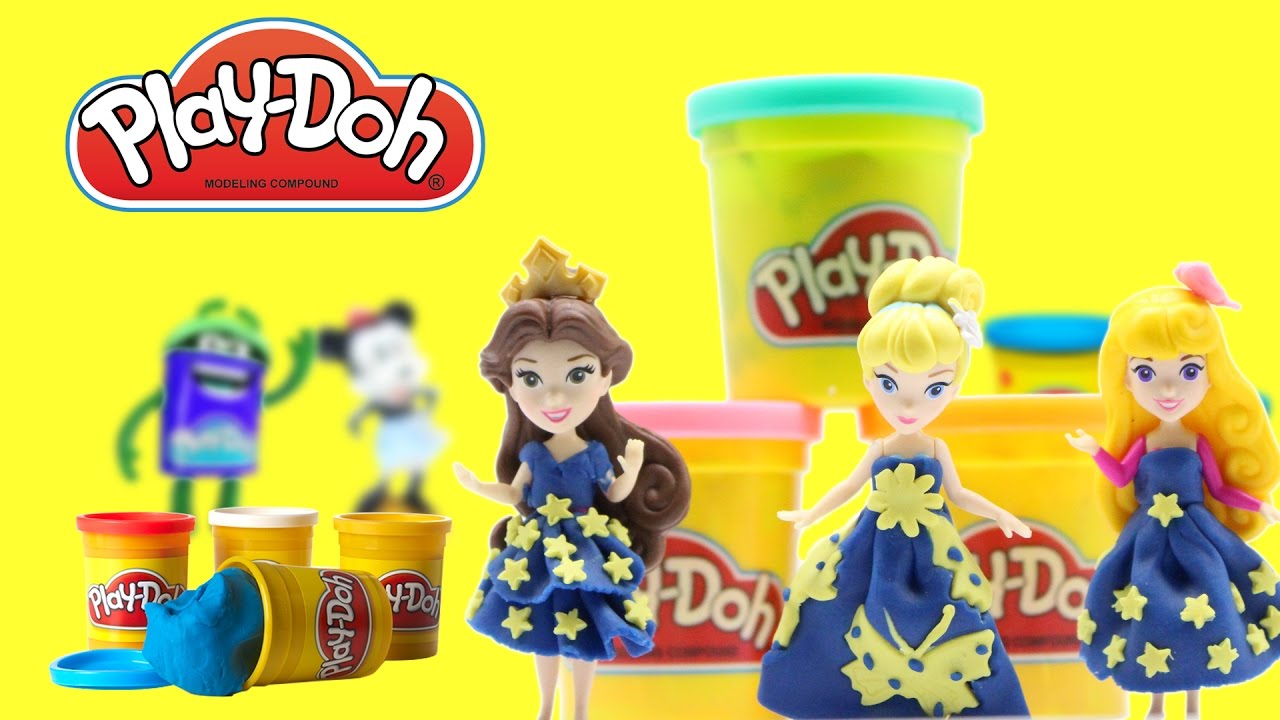 Play Doh Sparkle Disney Princess Dresses aurora Elsa Belle  Magiclip #52