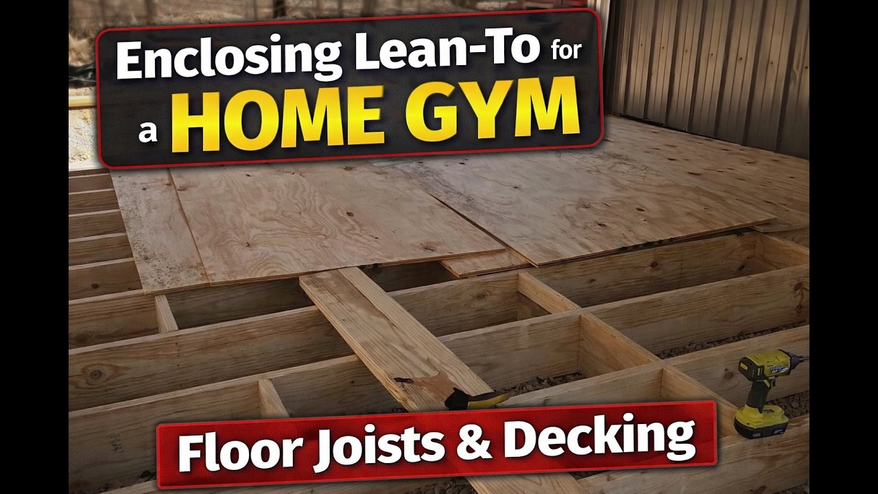 ENCLOSING Lean-To for a Home GYM - Ep. 3 | Floor Joists and Decking