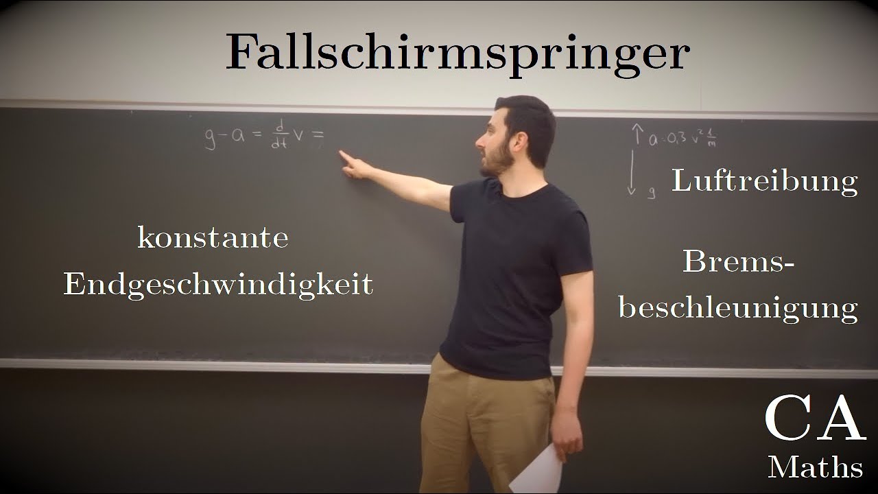 Physik - Aufgabe (Fallschirmspringer, konstante Endgeschwindigkeit) (Mechanik)