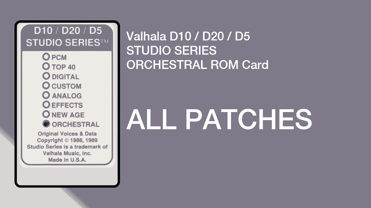 Roland D-20 | Valhala Studio Series Orchestral ROM Card All Patches