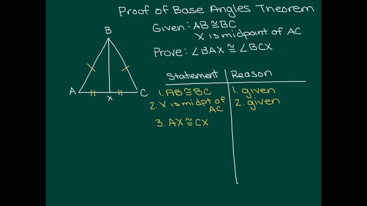 Proof of base angle theorem