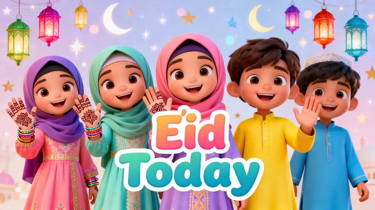 It&rsquo;s Eid Today 🌙 | Eid Song for Kids | Islamic Celebration Song | Muslim Kids Animation