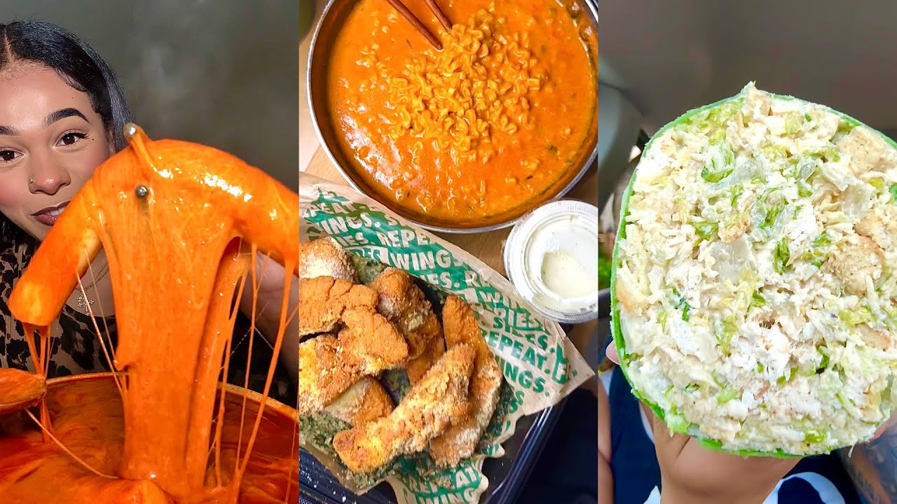 TikTok Mukbang Compilation | Cheesy Rice Cakes, Dubai Chocolate, Biscoff and Wingstop