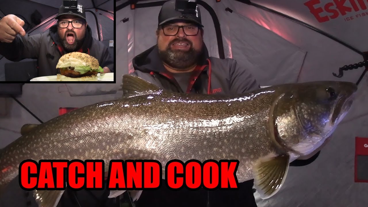 Ice Fishing for BIG Lake Trout with a Catch and Cook!
