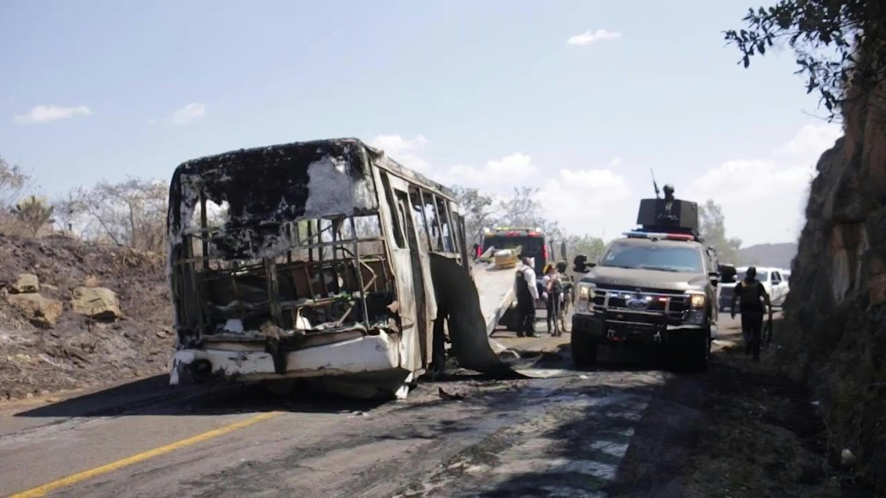 Burned vehicles in Mexico's Michoacan after drug cartel leader killed | AFP