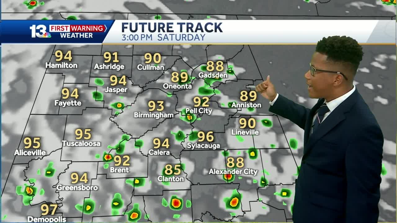 Alabama's weather forecast stays hot with a spotty storms through the weekend, more rain next week