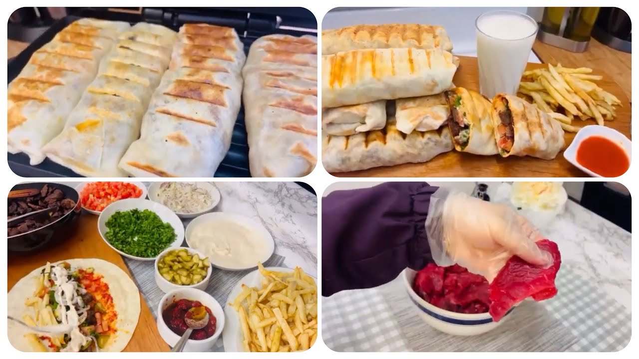 🌙سر عمل شاورما اللحم في البيت بطعم  مثل المطاعم #food# cooking #اكلات_سريعه