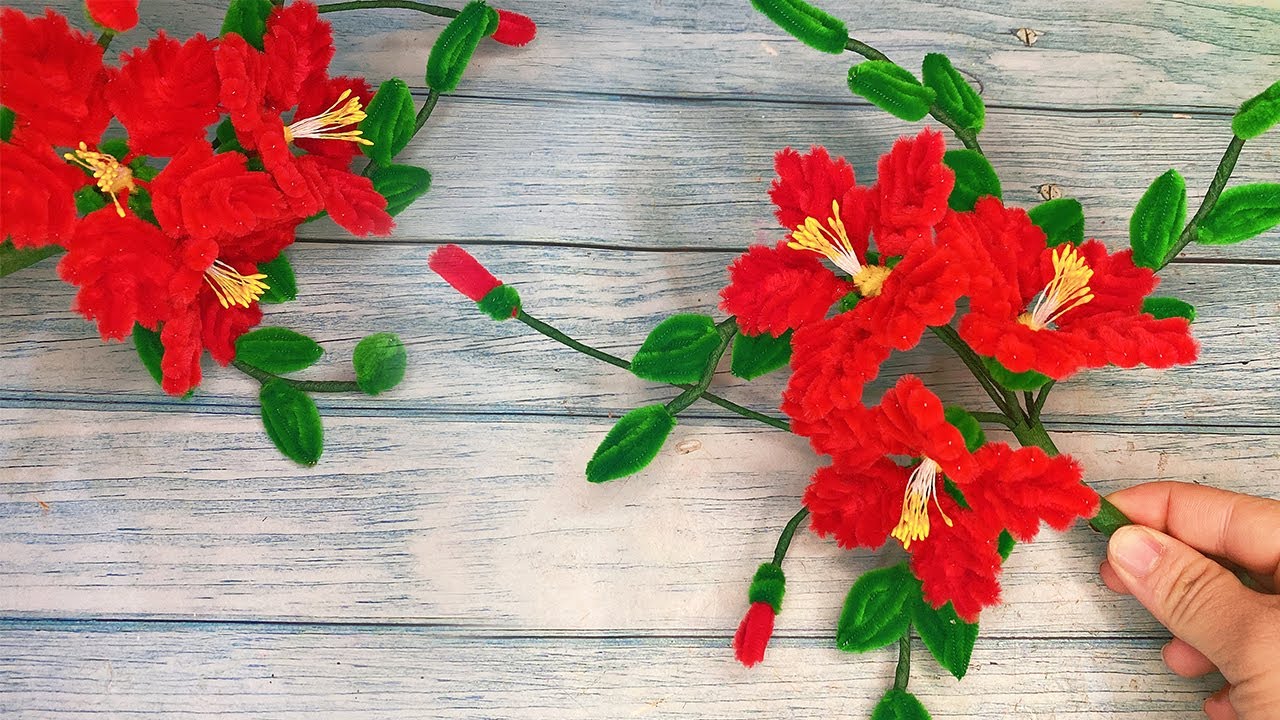 DIY Beautiful flowers with Pipe Cleaner - Easy DIY Pipe Cleaner Flower Craft - DIY Chenille Flowers