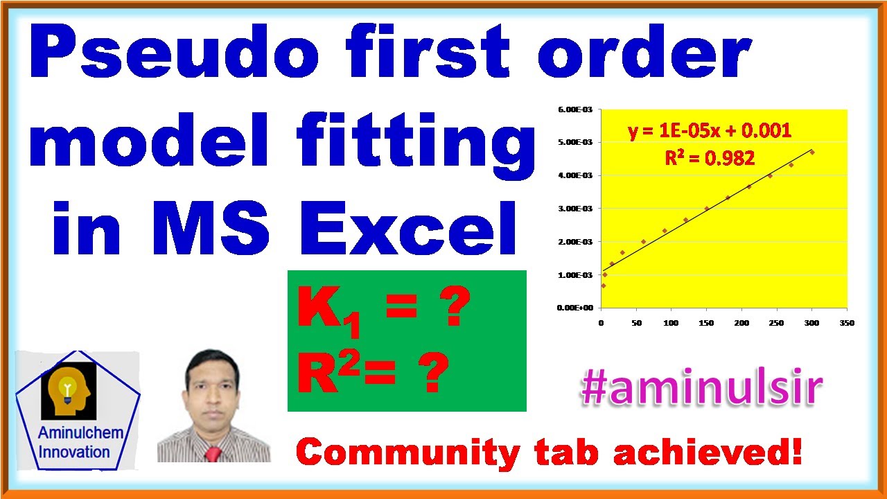 Pseudo first order kinetic model fitting in MS Excel