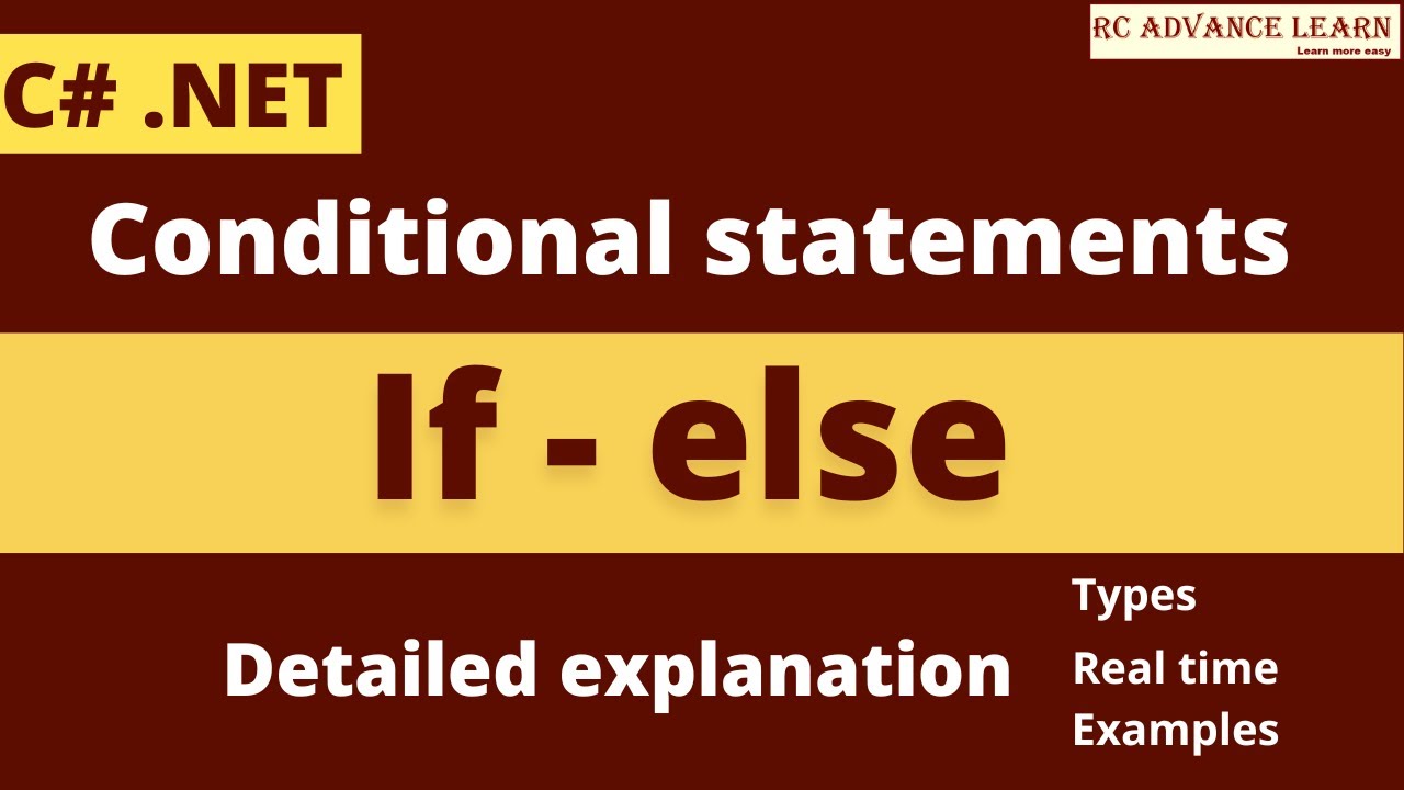 Conditional statements in C# | If, If-Else, Else if Ladder with programs |C#.NET Tutorials in Telugu