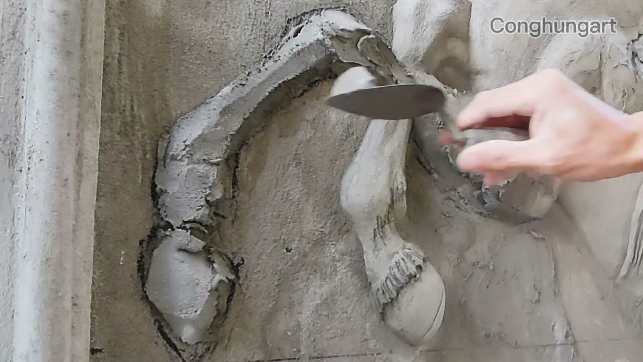 Detailing horse leg muscles with cement