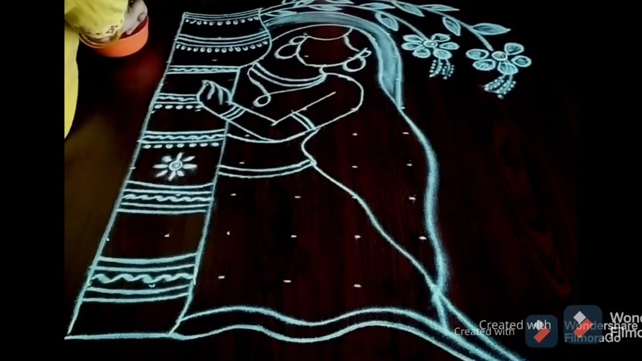 New year Rangoli..Girl kolam..6dots...creative margazhi special kolam.. sankranti chukkala muggulu