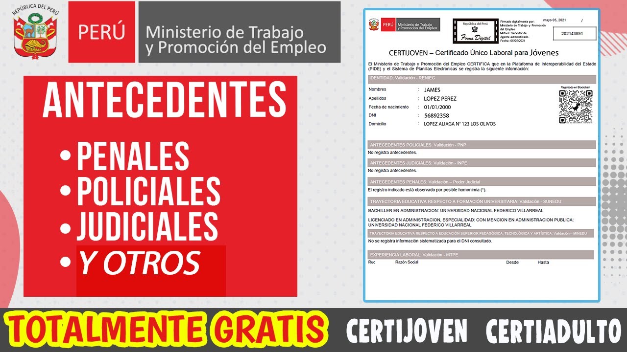 Como tramitar ANTECEDENTES POLICIALES, PENALES y JUDICIALES  totalmente GRATIS | CERTIJOVEN | PNP