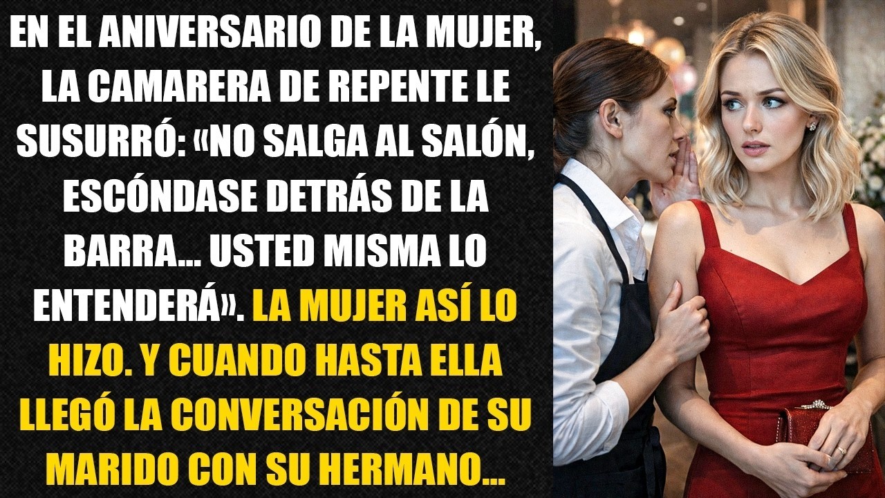 En el aniversario de la mujer, la camarera de repente le susurró: «No salga al salón, escóndase...