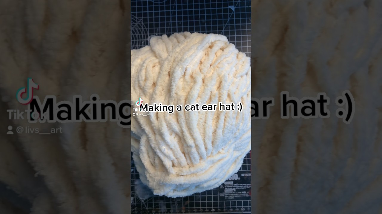 Making a crochet cat ear hat !!!! #crochet #viral #youngcreator #crochethat #fyp #craft