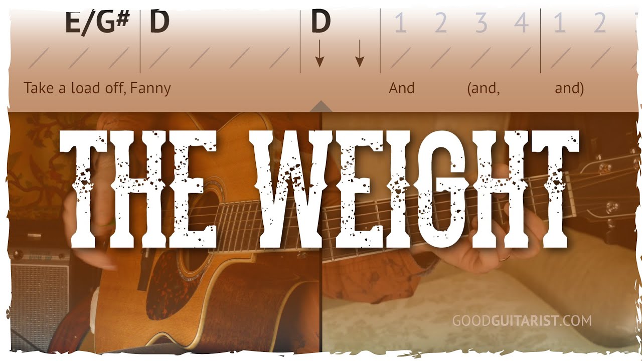 Полный урок игры на гитаре «The Weight» | Вступительный рифф, аккорды и текст, рисунок боя