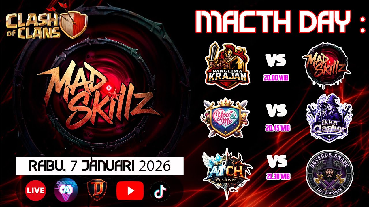 LIVE `Mad⭐Skillz X TJ Tournament BABAK 32 BESAR DAY 2 - Clash Of Clans