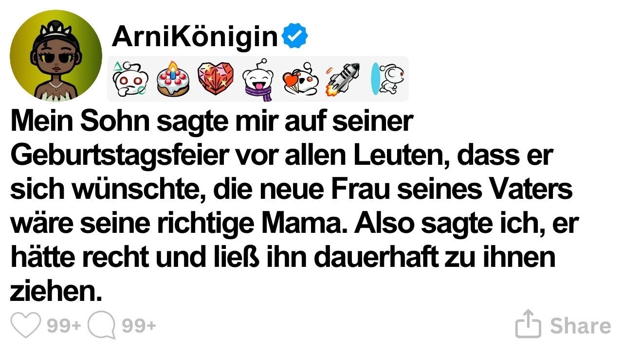 [GANZE STORY] Mein Sohn sagte mir auf seiner Geburtstagsfeier vor allen Leuten, dass er sich wü