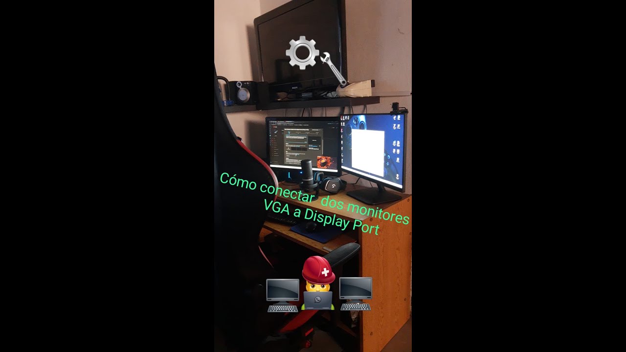 Como conectar dos Monitores- VGA a Display Port de tu Placa de Video. #pc  #monitor  #vga #pcgaming