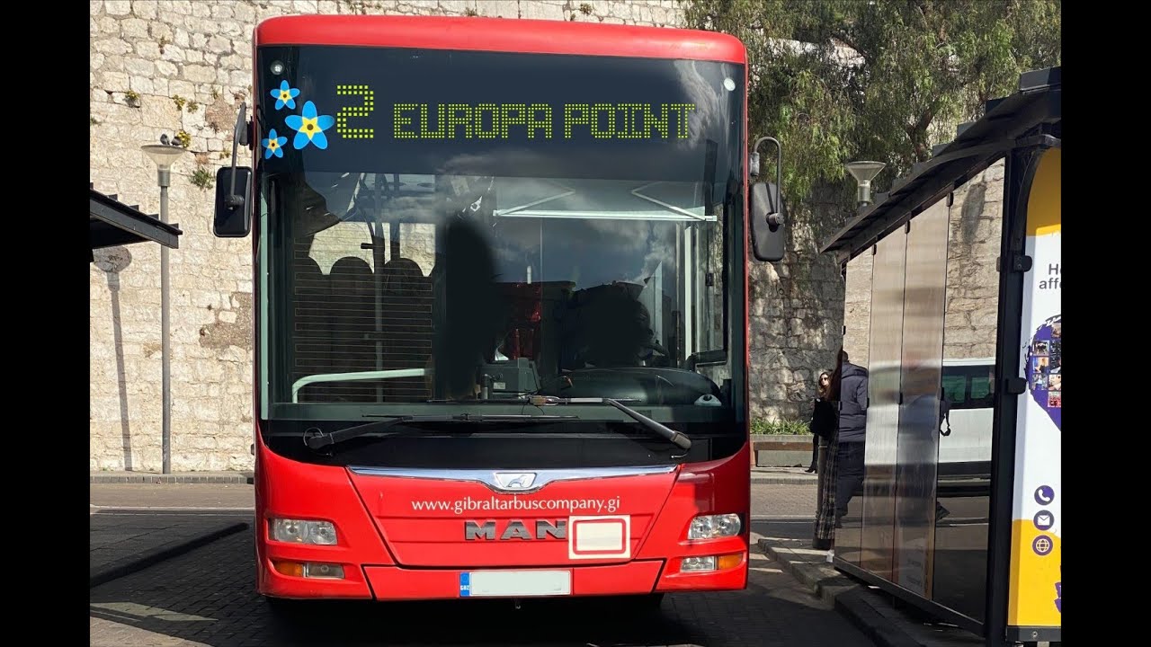 Gibraltar Bus - Route 2 - Market Place to Europa Point - Full Journey