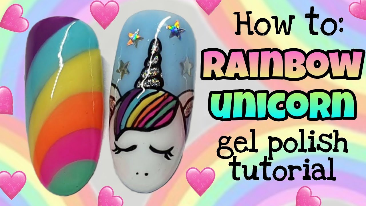 🌈 RAINBOW UNICORN 🦄 | Gel polish | NAIL ART | Rainbow nails 🌈