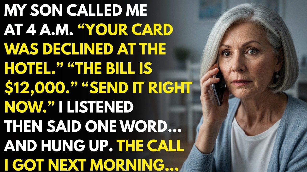 My Son Called Me at 4 A.M. Demanding $12,000 for a Hotel Bill—I Said One Word and Hung Up