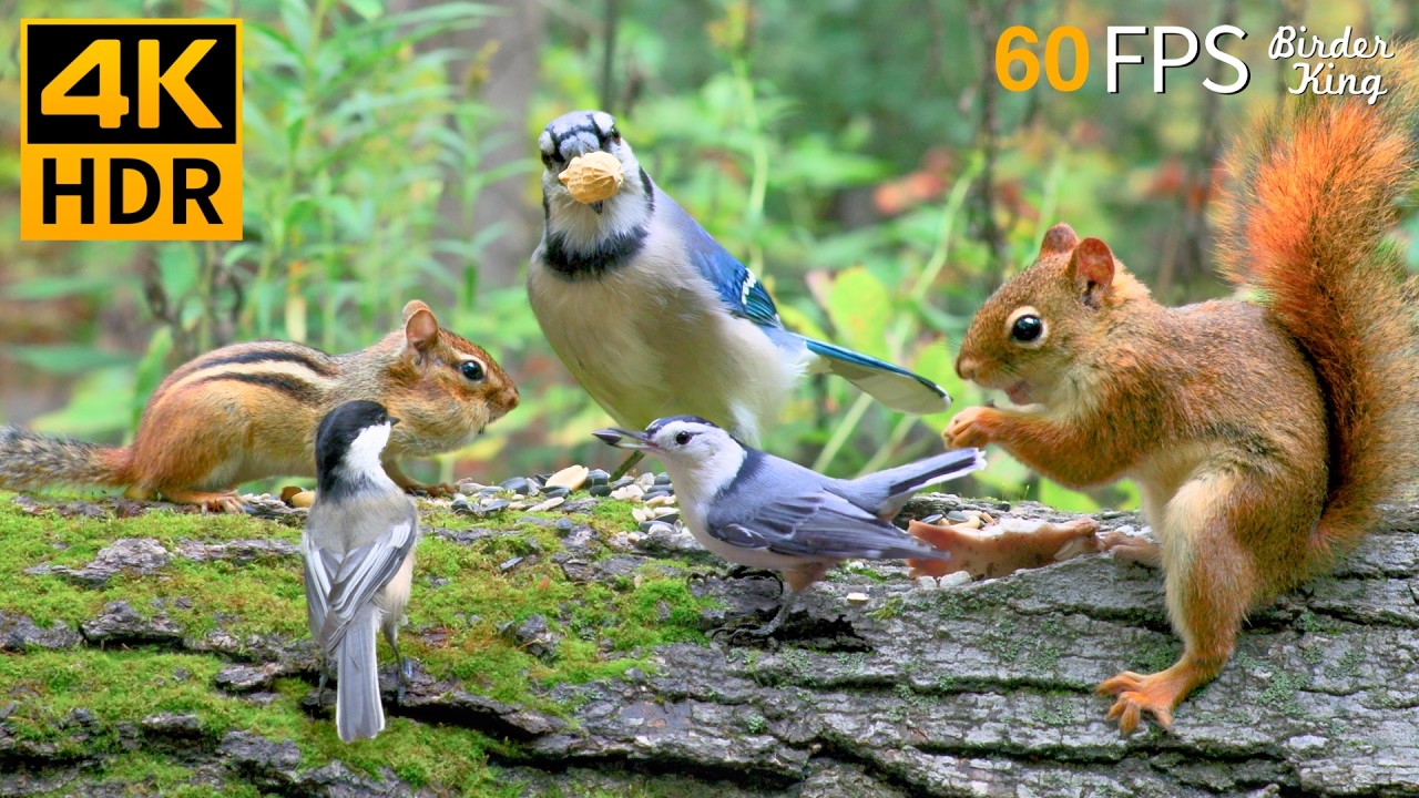 КОШКА ТВ 😻🐦 Милые птицы и белки 🐿 Красивая природа 4K HDR 60FPS