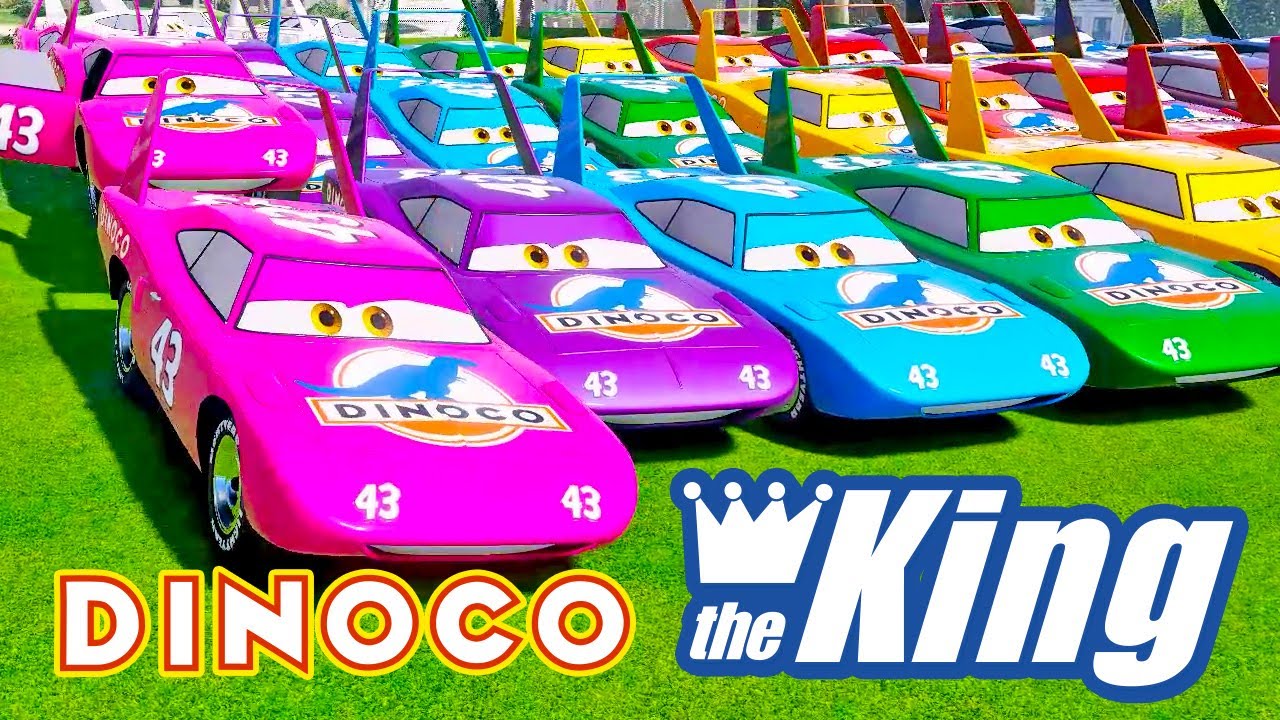 McQueen Friends A lot of Cars Dinoco 43 - Dinoco Family King Cars - jump, fly, and fall in the water
