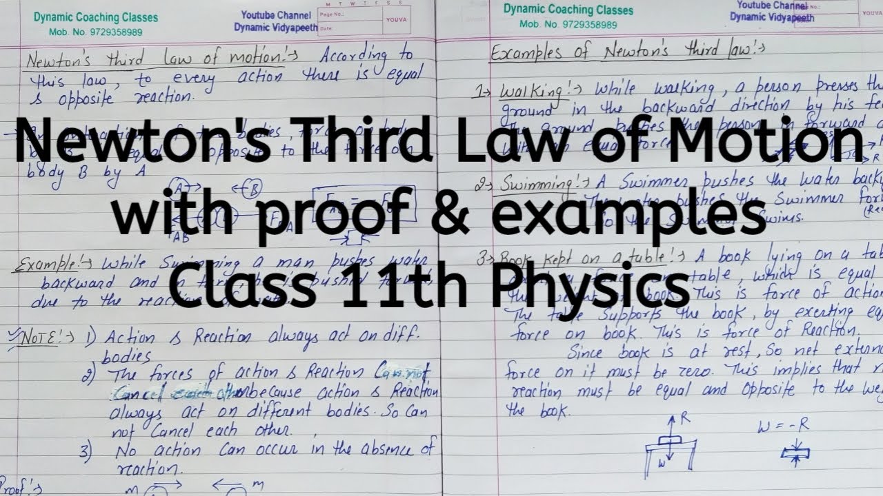 Newton's third Law of Motion | proof | Examples | Chapter 4 | Laws of Motion | Class 11 Physics