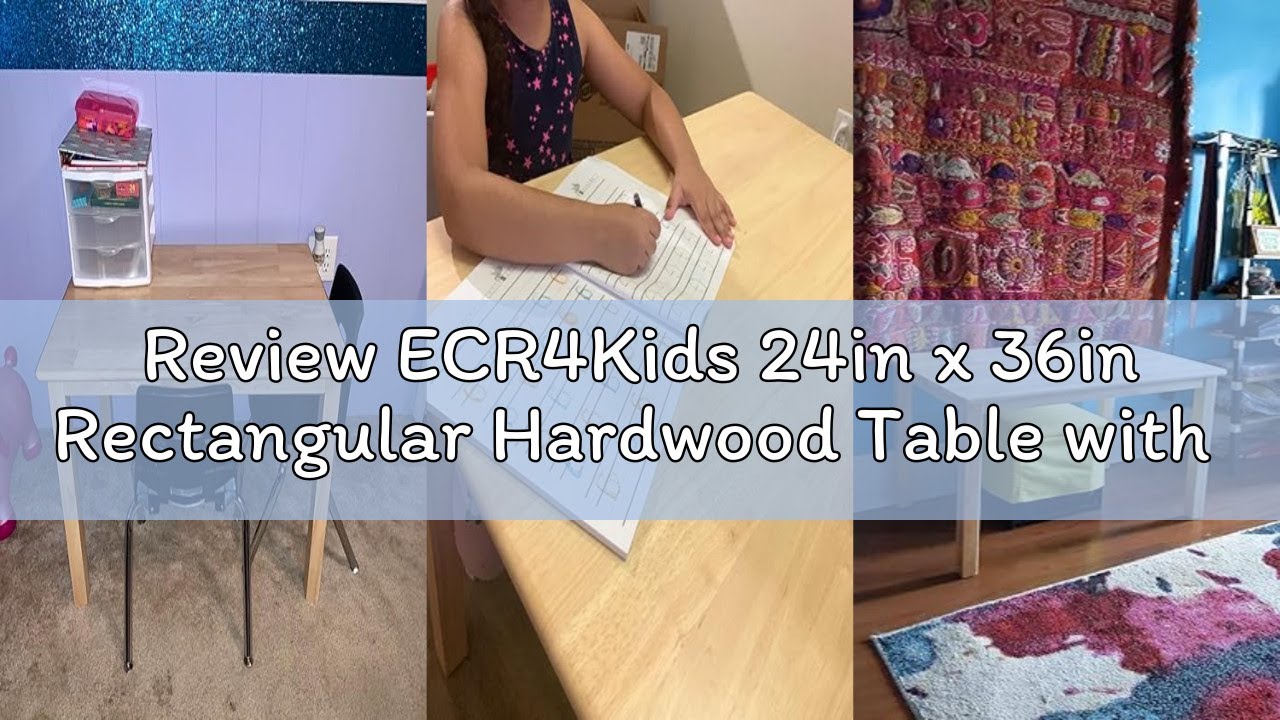 Review ECR4Kids 24in x 36in Rectangular Hardwood Table with 22in Legs, Kids Furniture, Antique White
