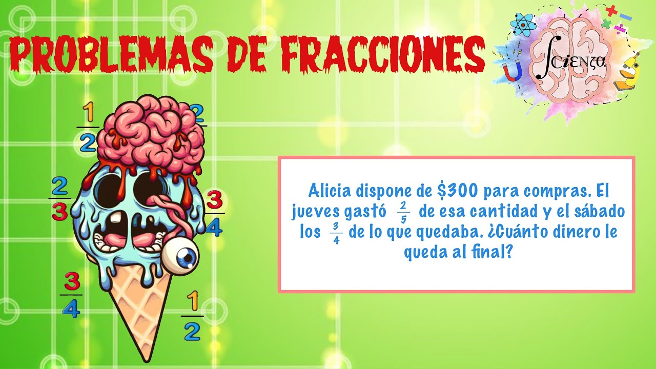Determina el dinero que le queda a Alicia a partir de sus gastos | Problemas de fracciones
