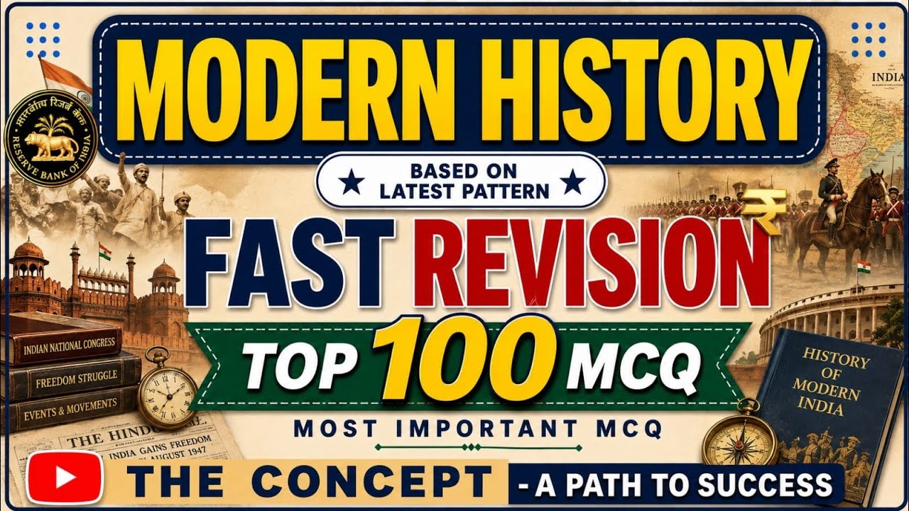 Most Important Top 100 MCQs of Modern History || Fast Revision MCQs of Modern History for 2026-27