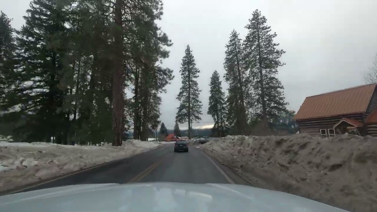 Winter Driving from Lake Wenatchee State Park through Plain to Leavenworth, Washington