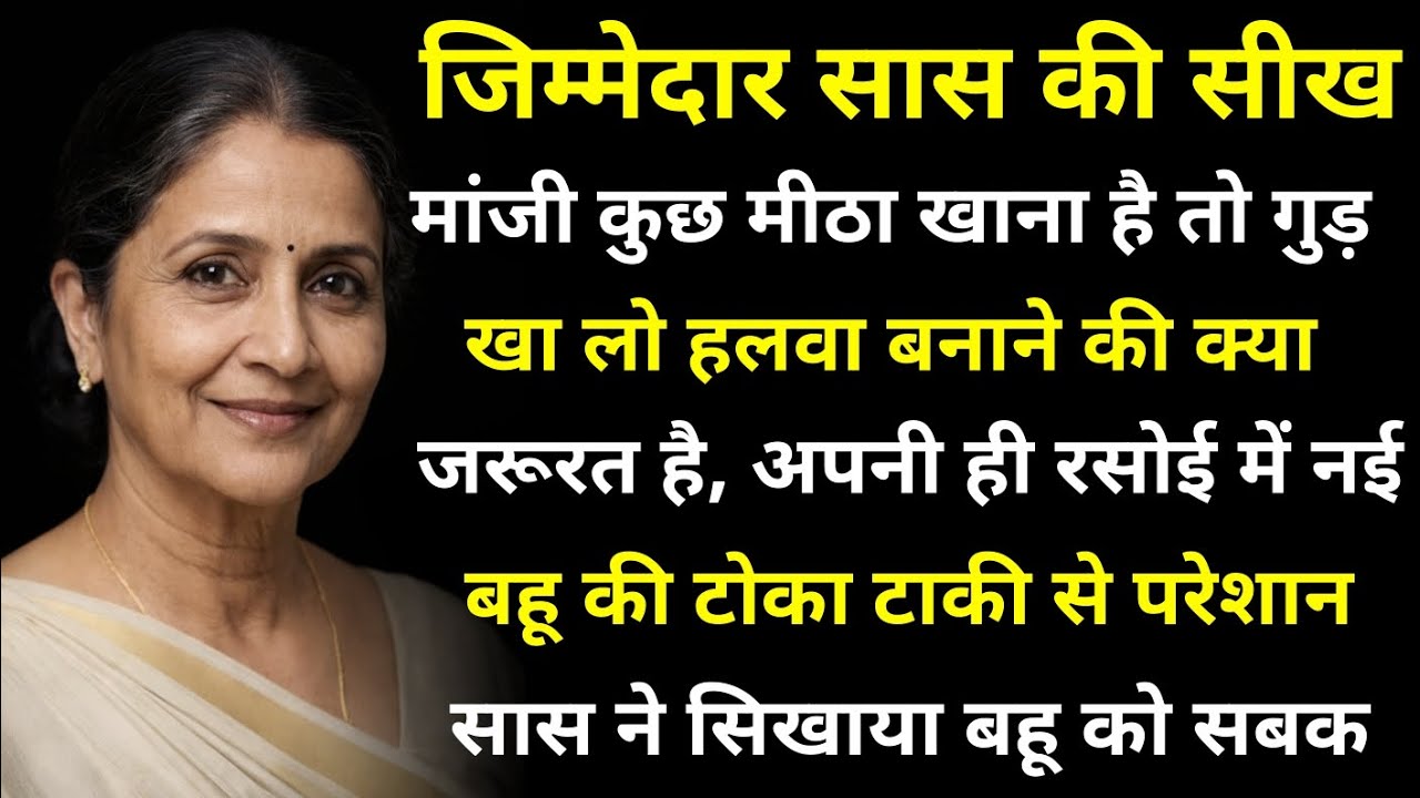 जिम्मेदार सास की सीख || मांजी मीठा खाना है तो गुड खालो हलवा मत बनाओ || Heart touching hindi stories