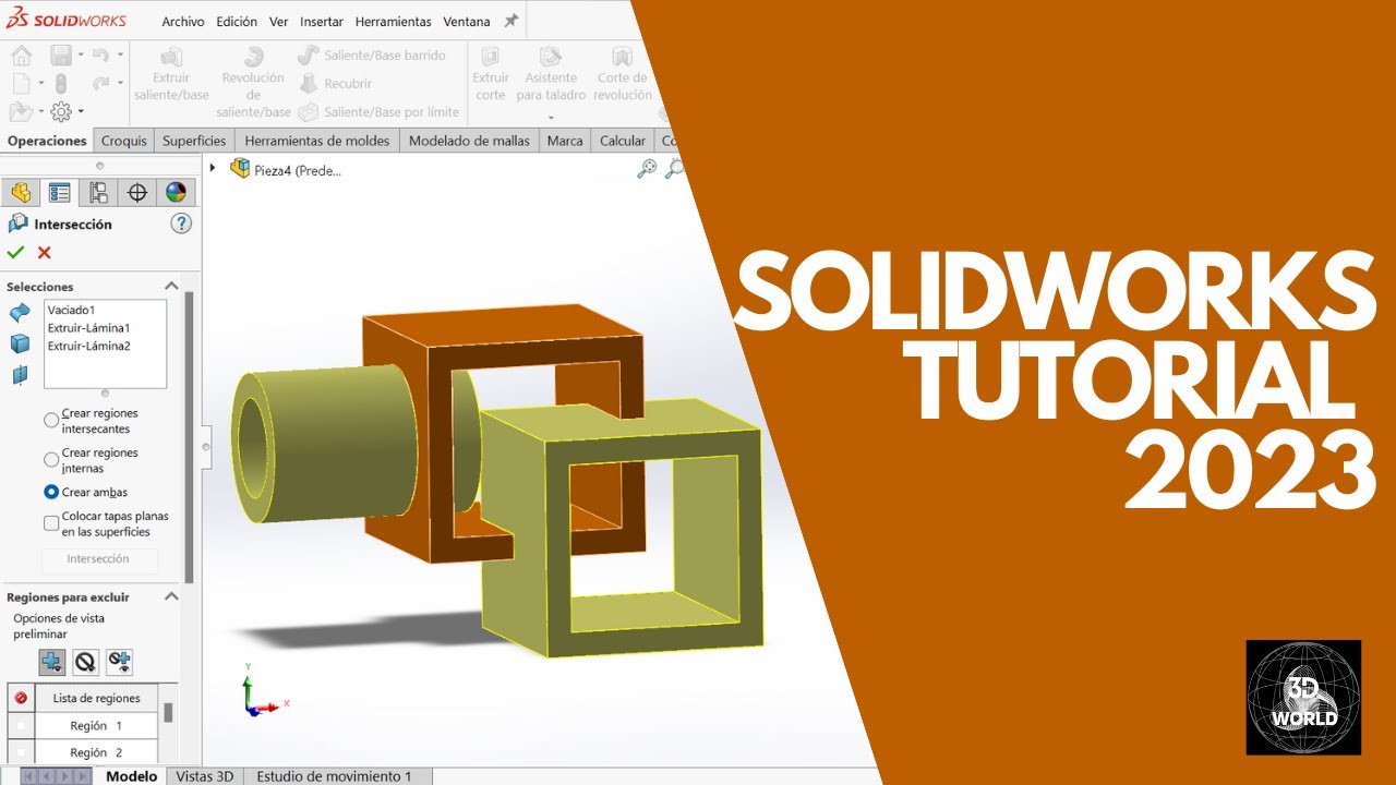 ✅OPERACIÓN INTERSECCIÓN en SolidWorks 2023 en 2 min | Cómo utilizar la operación de intersección