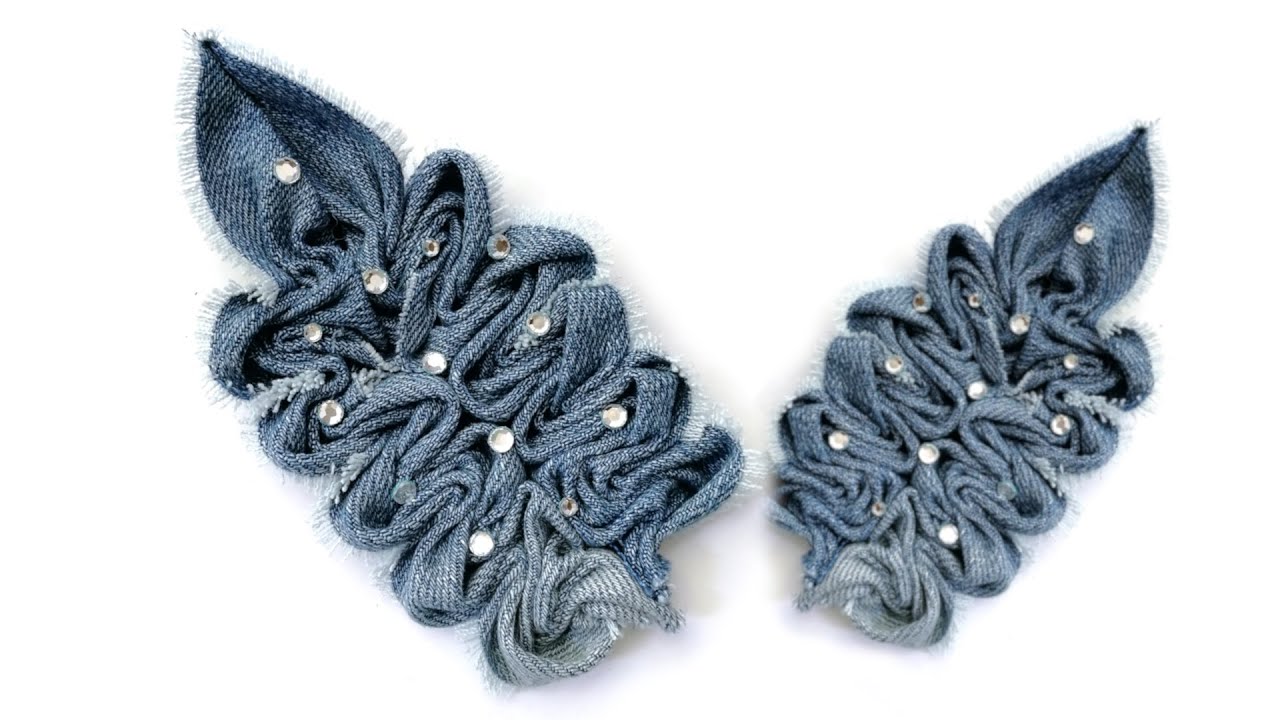 Брошь лист из джинсовой ткани. Идея. Мастер класс | Denim brooch. Idea. Master Class