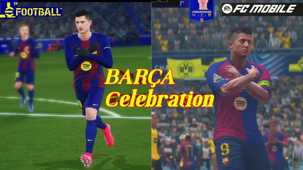 eFootball Mobile vs FC Mobile | FC Barcelona Goal Celebration Comparison 🔥 2025