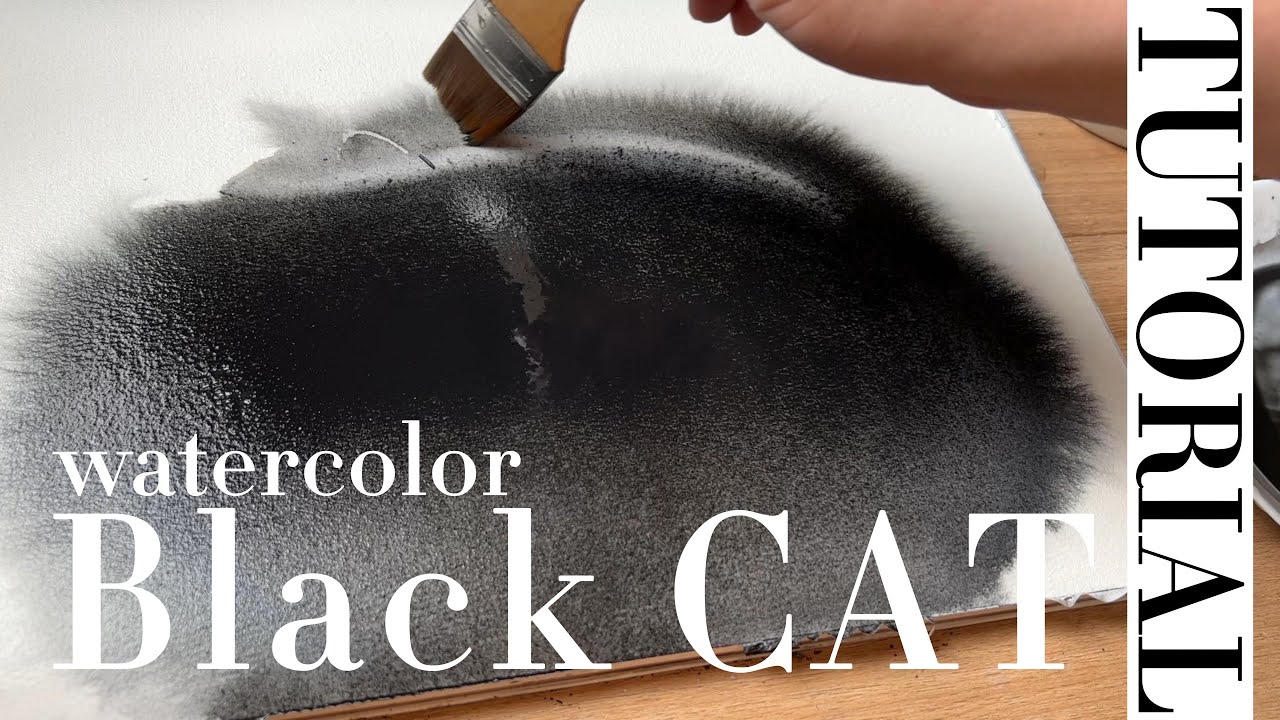 Daily Challenge #68 / Watercolor / Black Cat Wet in Wet technique