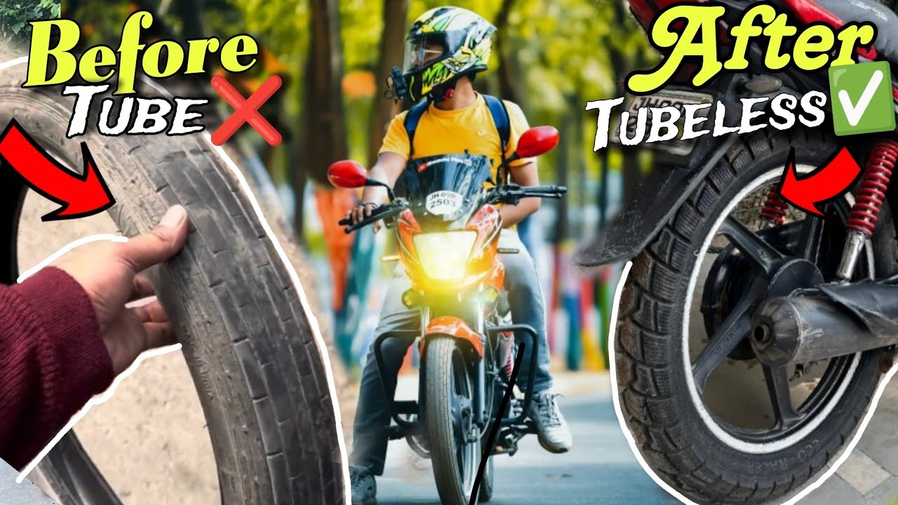 INSTALLING FAT TUBELESS TIRE 100/90 ON PASSION  PRO | TUBE TO TUBELESS TIRE CHANGE 